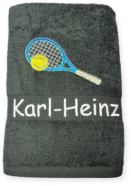 Generisch Personalisiertes Handtuch mit Tennisschläger-Stickerei, 100% Baumwolle, 500g/m²