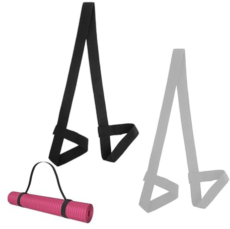 2 Pcs Yoga Mat Straps, 3.8 x 150cm Grey & Black Adjustable Yoga Mat Straps for Carrying, Yoga Mat Holder for all Mat Sizes(Yoga Mat Not Included)