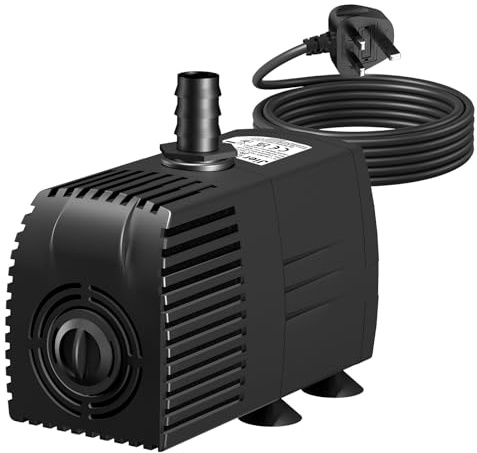 Wasserpumpe Tauchpumpe, 25W 1500L/H Teichpumpe Schutz vor überhitzung Funktion Ultra Leise Aquariumpump Springbrunnenpumpe Mit 2 Düsen für Springbrunnen, Hydroponik-Systeme