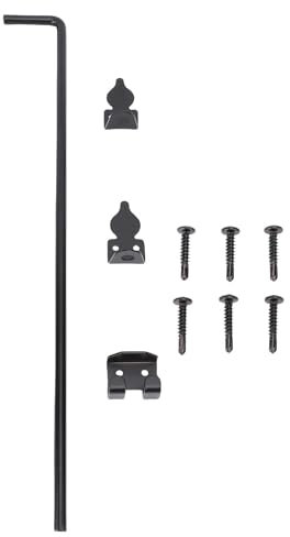 24 Inch Cane Bolt Gate Drop Rod, Heavy Duty Gate Ground, Efficient Locking Weather Proof Steel Fences Gates Stopper Hardware for Wood Metal PVC Gates Double Doors