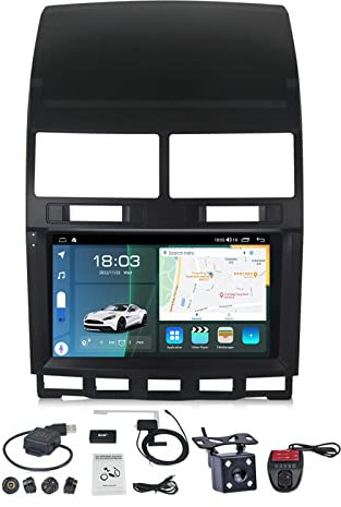 Autoradio HYNMSM 2 DIN con schermo da 9 pollici Android 13 per Volkswagen Touareg GP 2002-2010, navigatore satellitare, ricevitore audio integrato, supporto CarPlay Android Auto/radio FM/controllo vo