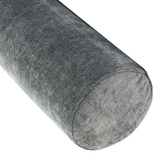 Odaima Round Cervical Roll Cylinder Bolster Pillow,Tube Roll Cervical Pillow Memory Foam Bolster Body Pillow with Removable Chenille Cover,for Head, Neck, Back and Legs Support(Dark Grey,20cmx70cm)