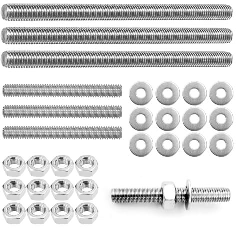 6 Pièces Tige filetée M8 inox Résistant aux Températures Élevées Boulon con 12 Ecrou M8 et Rondelle Plate ne Rouille pas Facilement Convient aux Machines Construction (100mm+200mm)