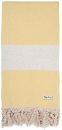 Turkish Beach Towels - Beach Towels for Adults Extra Large 100x180cm - Turkish Hammam Peshtemal Towel - Super Absorbent Quick Dry Lightweight, Compact Towels for Travel Swimming Bath Gym (Yellow, 1)