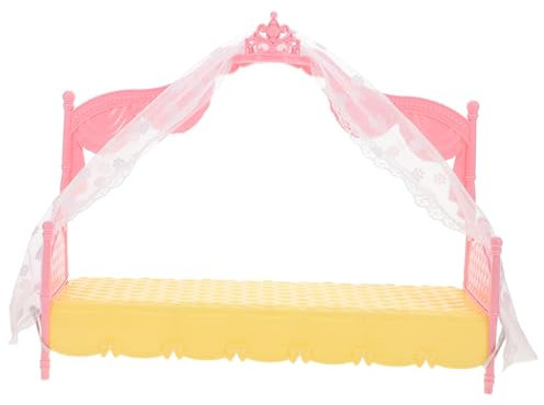ADOCARN Puppenbett für Puppenhausmöbel mit Baldachin Spielzeugbett für Kreative Rollenspiele und Fantasievolles für