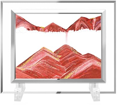 AzureLeap Art de Sable 3D Dynamique, Image en Mouvement, Sablier en Verre Carré, Paysage Sous-Marin 3D pour Décoration de Bureau et Maison [Rouge-5]