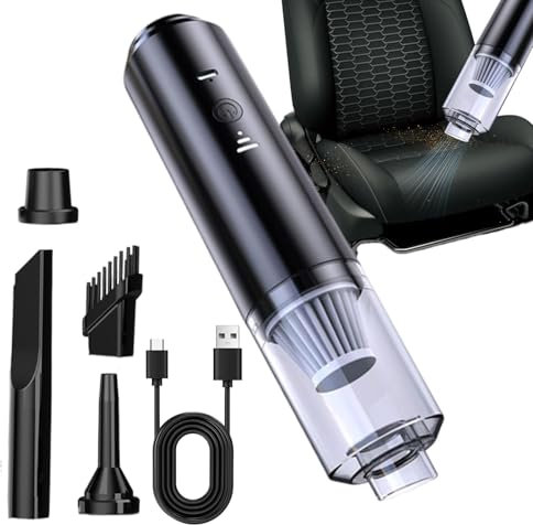 Qkbuza Aspirador de Coche Inalámbrico - Aspirador Portátil para Vehículos,Potente Aspiración para Coche Sedán Sofá Alfombra Cama y Hogar