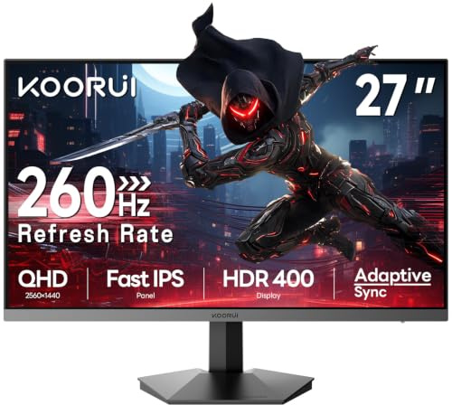 KOORUI 27 inch QHD Gaming Monitor 260Hz Fast IPS 1ms Adaptive Sync