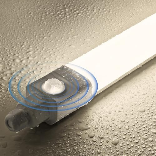 Tobeter Neon LED 150 CM avec Détecteur de Mouvement, 45W 4500LM Tube Sensor Lampe, Linkable Luminaire Plafonnier Reglette Led, Blanc Neutre 4000K IP65 Pour Garage, Cave, Atelier, Couloir