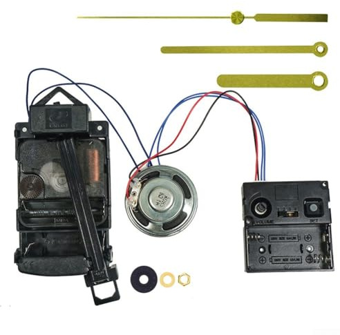 UrbanHui Mecanismo de movimiento de reloj de pared con péndulo y caja de carillón musical, mecanismo de cuarzo, kit de bricolaje, piezas de repuesto, eje negro de 17 mm (B)