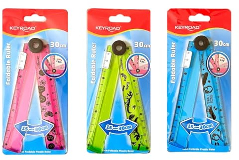 Keyroad hopfällbar linjal, 30 cm kort, bärbar precision för akademiska och kreativa mått