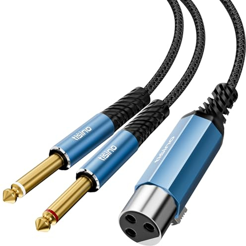 Tisino XLR Female to Dual 1/4 TS Male Jack Y Splitter Cable, 1m | Female XLR to 6.35mm Mono Unbalanced Adapter Cable for Keyboards, Synthesizers, DI Boxes, Mixers