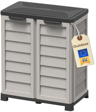 GarPet Gartenschrank Wetterfest Outdoor Kunststoff Schrank Kunststoffschrank Mehrzweckschrank Balkonschrank Geräteschrank Outdoor Kunststoffschrank Wetterfest