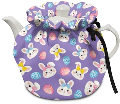 Eheartsgir Rabbit Egg Tea Cosy, Stain Resistant Teapot Cozy Breakfast Warmer Insulation and Keep Warm, Tea Kettle Cover for Home Kitchen Thanksgiving Decor