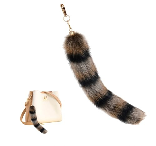 THXFUNAREA Fuchsschwanz anhänger,Schlüsselring Tasche Zusätze Auto Schlüsselketten Anhänger Weich Flaumig Handtasche Dekoration, 30 cm