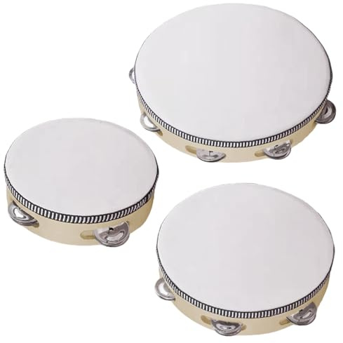 Tamburine Musikinstrument Adult - 20cm Holz Handtrommel Percussion Set, Einreihig Jingle Frame | Anfänger Übungsinstrument Festival Performance Bildung Schule Klassenzimmer Musik
