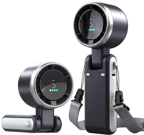 FosPower Mini Ventilatore Pieghevole Turbo 13500RPM Ricaricabile USB C - Nero