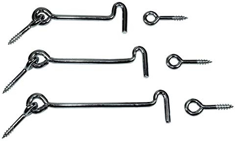 SN-TEC Sturmhaken/Lukenhaken/Überwurf extra stabil verzinkt mit Öse, Länge von 100 bis 140mm zur Auswahl (Mengen- und Längenauswahl möglich) (1, Länge: 100mm)