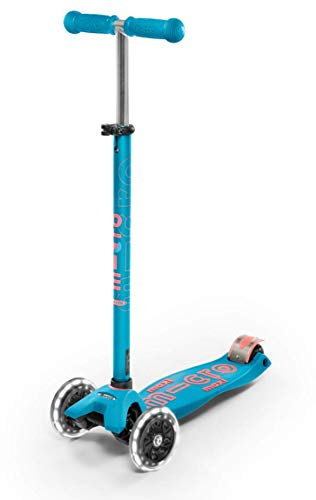 Maxi Micro™ Deluxe LED | Das ORIGINAL | Kinder Roller ab 5 Jahren | Premium Kinderroller von 5-7 Jahre | Lenker höhenverstellbar | Kickboard Scooter | Farbe Aqua