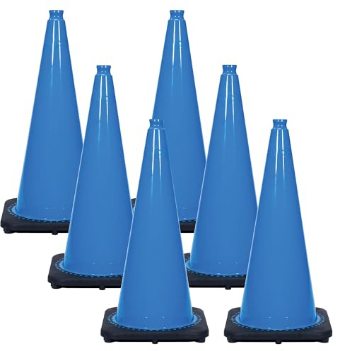 Mr. Chain's JBC Revolution Series Traffic Cones, Sky Blue, 28-Inch Height, Pack of 6 (97524-6A)