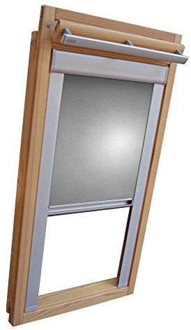 Verdunkelungsrollo THERMO Alu-Rückseite für VELUX Dachfenster TYP GGL/GPL/GHL - 206 - Farbe Silber-Grau - mit Aluminium Seitenschienen - KLICK Montage
