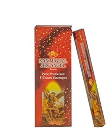 Incienso San Miguel Arcangel Sac .- 1 Caja de 6 Paquetes Hexagonales con 20 Varillas Cada uno.