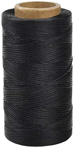 260 m Wachsfaden, Gewachste Thread Leder, Glänzender Wachs Sattlergarn Ledergarn für Nähen Handwerk, Flache Gewachste Schnur für Buchbinden, DIY, Handnähen, Reparatur, Schmuck, 1 mm (Schwarz)