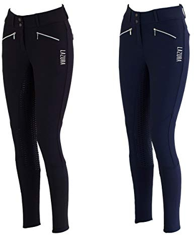 Lazura - Damen Reithose Silikon Vollbesatz Helena Hochbund Nachtblau 44