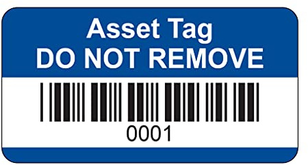 Blaue Asset-Etiketten, Barcode und nummeriert von 1 bis 500, 38 mm x 20 mm, permanente synthetische PP-Etiketten, Preis pro Packung mit 500 Stück