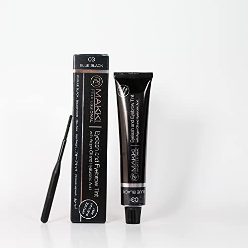 Makki 03 Blue Black Teinture intensive professionnelle pour cils et sourcils à l'huile d'argan et à l'acide hyaluronique, 22 ml