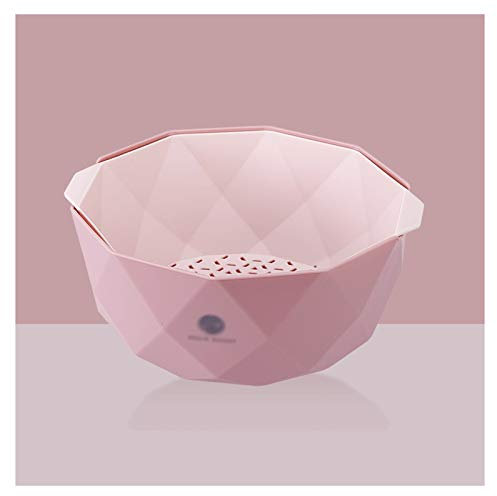 Abtropfsieb Seiher 2 in 1 abnehmbare Sieb- / Filterschale 4L Küchenkunststoff-Drain-Korb Haushaltsreiskorb mit Griffsieb für Obst- und Gemüsesalat Küchensieb Nudelsieb ( Color : Pink , Size : Small )