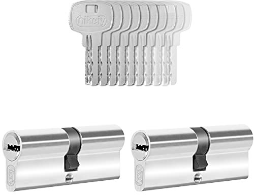 GERCAR 2x Schließzylinder gleichschließend 2 Profilzylinder 45/45 inkl. 10 Schlüssel - 90 mm - Doppelzylinder Türschloss Zylinderschloss gleichschliessendes 2er Set - Länge: 90mm, A:45 B:45
