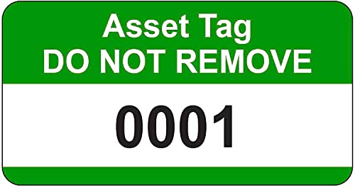 Customark Limited Green Asset Tag Etiketten – 38 mm x 20 mm, nummeriert 1 bis 500, permanent, synthetisch, grün und schwarz, 500 pro Packung (P/Nr. 7828656)