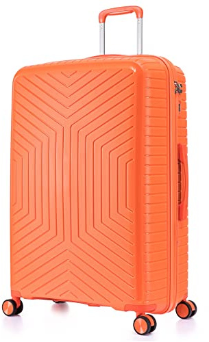 DK Luggage 24 Medium Hard Shell Polypropylene PP Suitcase 4 Wheel Spinner Luggage PP20 Orange