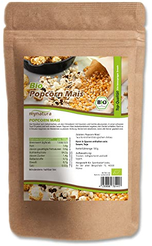 Mynatura Bio Popcorn Mais I Ganze Maiskörner I Puffmais I Popcorn selber machen I Veganer Snack I Kinopopcon I Im Beutel (3000g)