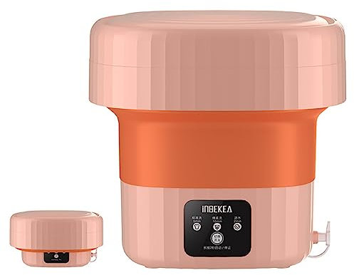 UVCMDUI Mini Lavatrice Asciugatrice Insieme, 6L Pieghevole Lavatrici Piccole Dimensioni con 3 modalità di Lavaggio Mezzo Automatico, Mini Lavatrice Portatile con Luce Blu Pulizia Profonda,Rosa