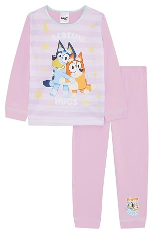 Bluey Girl’s Pyjama Nightwear Set “Bedtime Hugs”, Multicoloured, Age 18 Months - 5 Years
