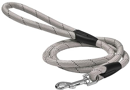 Bobby Walk - Schlauchförmige Hundeleine, Trainingshundeleine mit Karabiner, strapazierfähiges Nylon, Grau, 124 x 1,2 cm