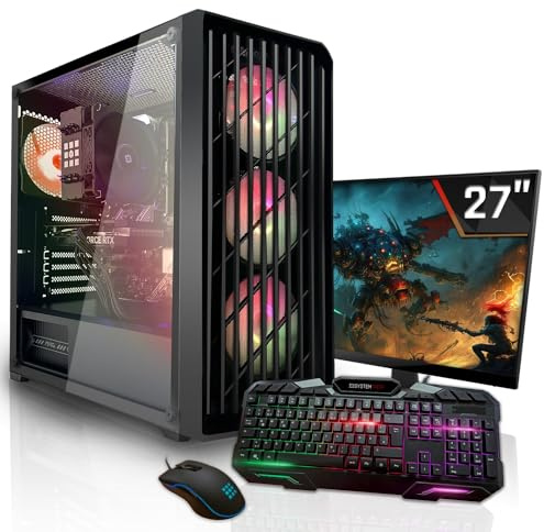 SYSTEMTREFF Gaming Komplett PC Set AMD Ryzen 5 7600X 6x5.3GHz | Nvidia RTX 5060 Ti 16GB | 1TB M.2 NVMe | 32GB DDR5 RAM | Windows 11 | 27 TFT Monitor | Desktop Paket Computer für Gamer, Gaming