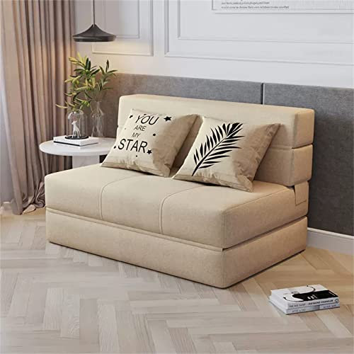 Twin-Klappbett, Couch-Liege-Sofa-Stuhl-Matratze, tragbares Klapp-Schlafbett, mit abnehmbarem Bezug, Schlafsofa-Stuhl mit 2 Kissen, für Zuhause, Schlafzimmer, Wohnzimmer, Büro, Blau, 76 x 72 x 120 c