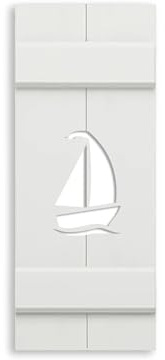 Sailboat PVC Shutter, Decorative Single Panel, Sold Individually, (Width: 11.5, Height: 48)