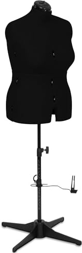 Sewing Online Verstellbare Schneiderpuppe aus schwarzem Stoff mit Saummarkierung, Konfektionsgröße 18 bis 24 – Stecken, messen, anpassen und präsentieren Sie Ihre Kleidung auf Dieser Schneiderpuppe