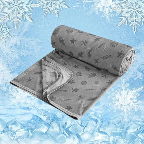 WONGS BEDDING Kühldecke Sommerdecke - mit Japanische Arc-Chill Q-Max 0,43 Kühlfasern, 2 in 1 Selbstkühlende Decke für Menschen zum Reisen Sofa Büro Betten Hause, Grau 200x220 cm