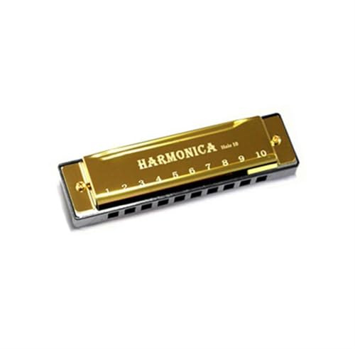 Mundharmonika Mundharmonika-Instrument 10 Löcher Anfänger-Musikinstrumente Holzblasinstrumente(Gold)