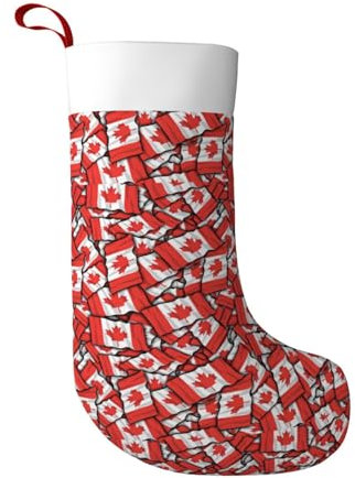 BREAUX Weihnachtsstrümpfe mit kanadischer Flagge, ultraweiche Samt-Weihnachtsstrümpfe, Kamindekoration, 45 cm