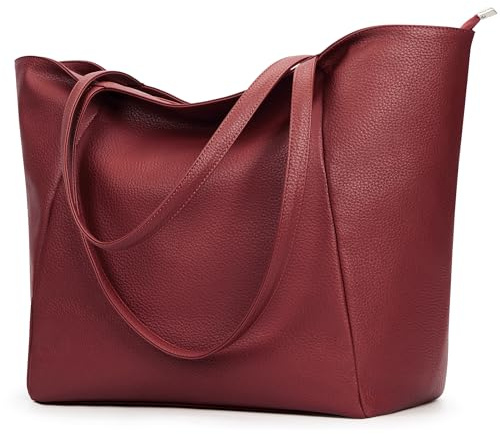KALIDI Handtasche Damen Shopper Tasche Tote Bag PU Leder Große Schultertasche mit Reißverschluss für Arbeit,Einkauf，Schule