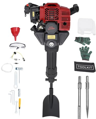 Levkitch 52cc Petrol Tree Digger, 2-Stroke 1900W Garden Excavator Digging Machine with Flat Pickaxe Wide Shovel Pointed Pickaxe, Air-Cooled Post Hole Digger for Garden Farm
