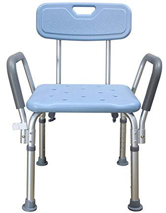 AYCDL Chaise De Douche pour Personnes Âgées Robuste, Siège De Douche avec Accoudoirs Et Dossier pour Personnes Âgées Et Bancs D'Aide À La Douche, Élévateurs De Baignoire, Tabou,Bleu