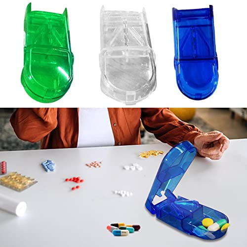 3 Stück Tablettenteiler, Medikamententeiler Pillenschneider, Pillenteiler Tablettenteiler, Pillenteiler Für Kleine Tabletten, Mehrfach Pille Splitter, Transparenter Tragbarer Pille Splitter Speichern