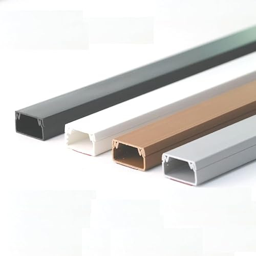 CQCQC Cable Trunking PVC Square Cable Trunking, Hide Wires Self Adhesive Cable Tidy, Cable Management for Home Office, 1M(Brown,24x14mm)